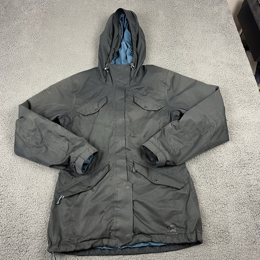 REI Jacket Womens Extra Small Black Full Zip Hooded E1 Elements Rain Waterproof